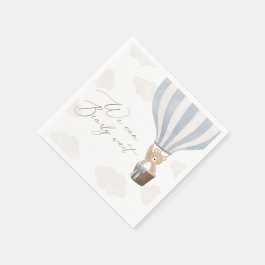 Serviette En Papier Bleu Teddy Bear Baby shower à air chaud (Coin)