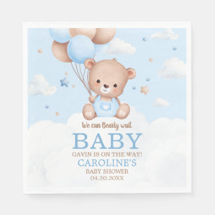 Serviette En Papier Bleu Teddy Bear Nuages Baby shower à ballon