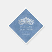 Serviette En Papier Bleu Tiara Couronne élégante Quinceanera (Coin)