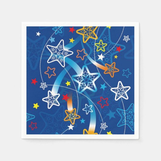 Serviette En Papier Bleu Tireur Stars Motif Napkins (Devant)