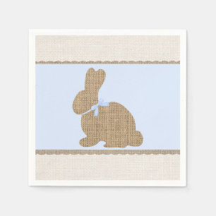 Serviette En Papier Bleu & Toile Rustique Lapin Baby Shower de Pâques