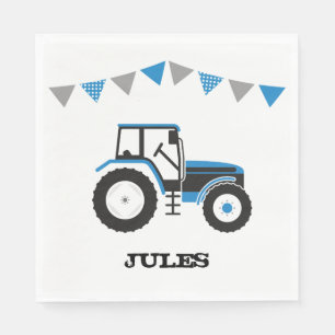 Serviette En Papier Bleu Tracteur Anniversaire Papier de fête Napkins