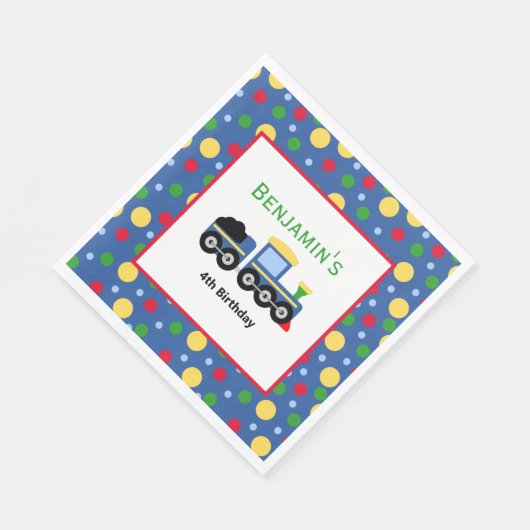 Serviette En Papier Bleu Train Engine et Charbon Voiture Anniversaire (Coin)