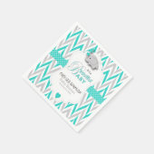 Serviette En Papier Bleu Turquoise, Baby shower d'éléphant gris blanc (Coin)