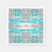 Serviette En Papier Bleu turquoise et argent (Devant)