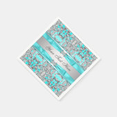 Serviette En Papier Bleu turquoise et argent (Coin)