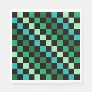 Serviette En Papier Bleu vert À damiers En vichy Motif