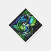 Serviette En Papier Bleu vert feuille abstrait joyeux anniversaire (Coin)