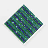 Serviette En Papier Bleu vert rayures avec étoiles et Raindrops (Coin)