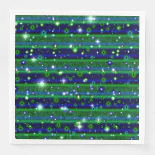 Serviette En Papier Bleu vert rayures avec étoiles et Raindrops (Devant)