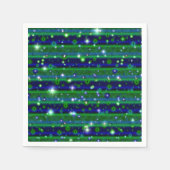 Serviette En Papier Bleu vert rayures avec étoiles et Raindrops (Devant)