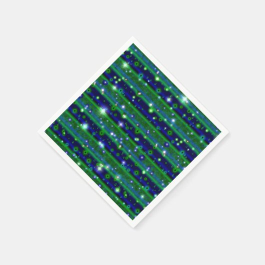 Serviette En Papier Bleu vert rayures avec étoiles et Raindrops (Coin)
