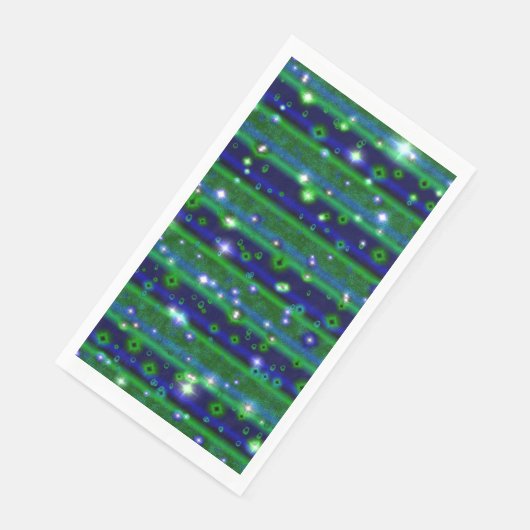 Serviette En Papier Bleu vert rayures avec étoiles et Raindrops (Coin)