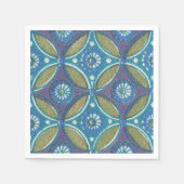 Serviette En Papier Bleu vert Rustique Boho Motif circulaire géométriq (Devant)