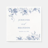 Serviette En Papier Bleu victorien classique Mariage serviettes (Devant)