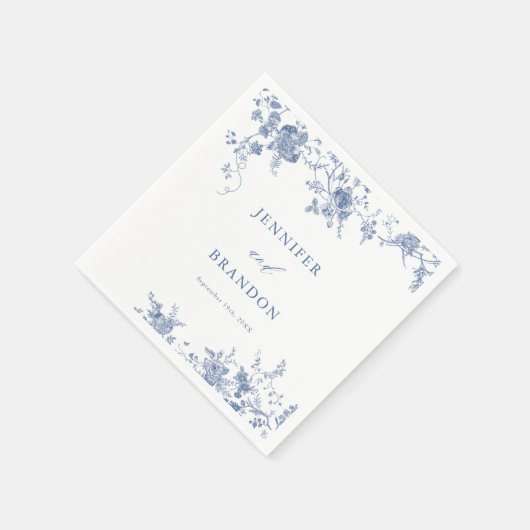 Serviette En Papier Bleu victorien classique Mariage serviettes (Coin)