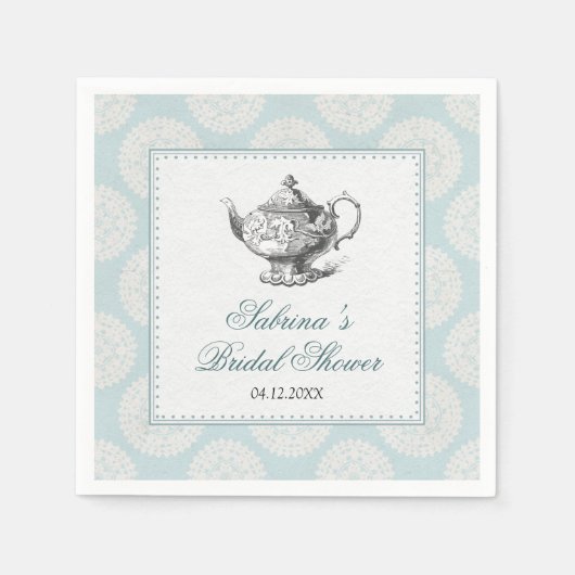 Serviette En Papier Bleu Victorien High Tea Party (Devant)