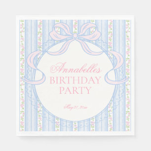 Serviette En Papier Bleu Vintage Fantaisie Floral Dessert de Fête d'An