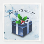 Serviette en papier bleue pour cadeau de Noël (Devant)
