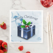 Serviette en papier bleue pour cadeau de Noël (En situation)