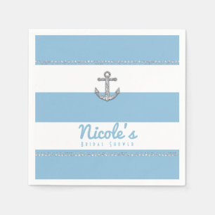Serviette En Papier Bleuet et rayures blanches Ancre en diamant
