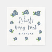 Serviette En Papier Bleuets d'aquarelle 1ère fête d'anniversaire (Devant)