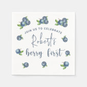 Serviette En Papier Bleuets d'aquarelle 1ère fête d'anniversaire (Devant)