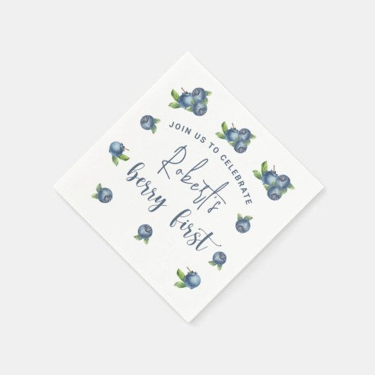 Serviette En Papier Bleuets d'aquarelle 1ère fête d'anniversaire (Coin)