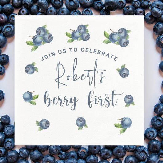 Serviette En Papier Bleuets d'aquarelle 1ère fête d'anniversaire