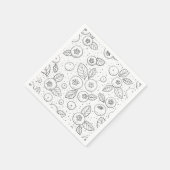 Serviette En Papier Bleuets en noir et blanc (Coin)