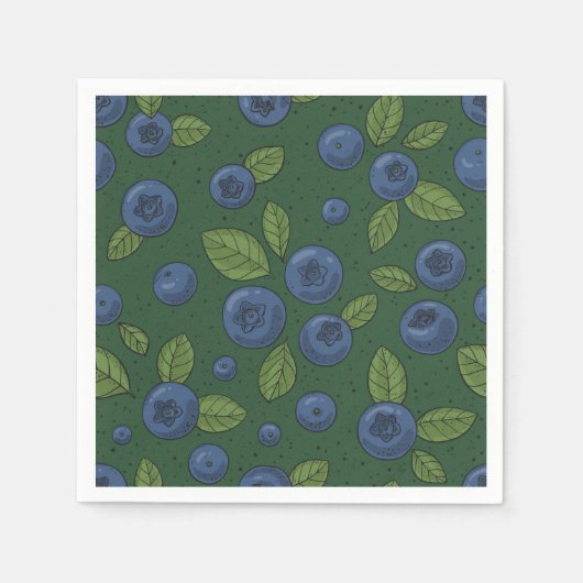Serviette En Papier Bleus sur vert foncé (Devant)