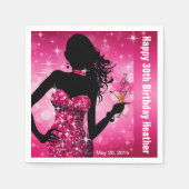 Serviette En Papier Bling Bombshell Sparkle fête d'anniversaire | fusc (Devant)