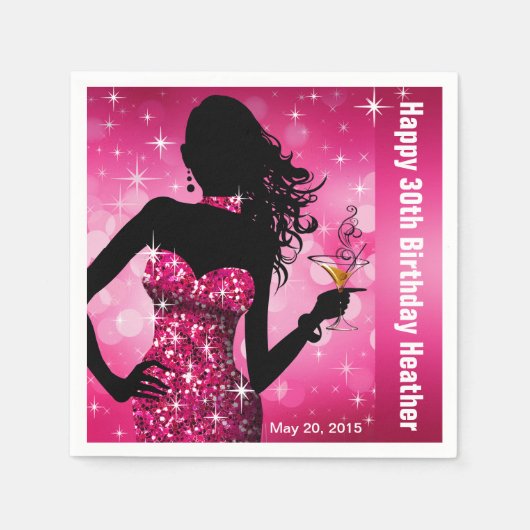 Serviette En Papier Bling Bombshell Sparkle fête d'anniversaire | fusc (Devant)