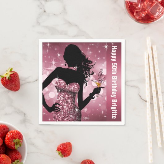 Serviette En Papier Bling Bombshell Sparkle fête d'anniversaire | mauv (En situation)
