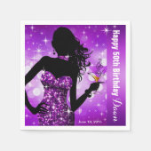 Serviette En Papier Bling Bombshell Sparkle fête d'anniversaire | viol (Devant)