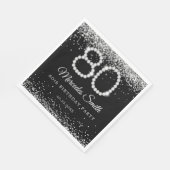 Serviette En Papier Bling Silver Diamonds 80e anniversaire (Coin)