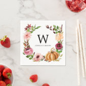 Serviette En Papier Bliss d'automne Monogram Mariage Cocktail  serviet (En situation)