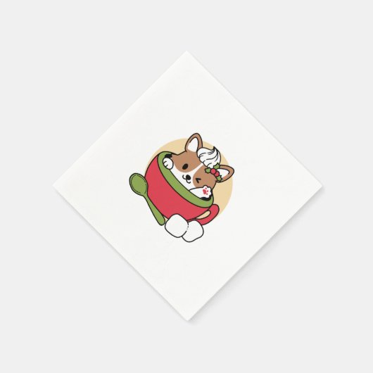 Serviette En Papier Bliss de cacao d'hiver - Chien mignon en mode Mug (Coin)