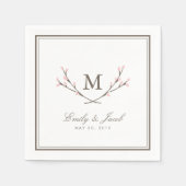 Serviette En Papier Blissé Branches Mariage Papier serviettes - Rose (Devant)