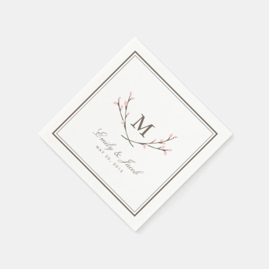 Serviette En Papier Blissé Branches Mariage Papier serviettes - Rose (Coin)