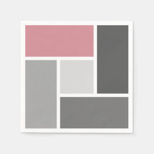 Serviette En Papier Bloc de couleur moderne en mosaïque rose gris blan