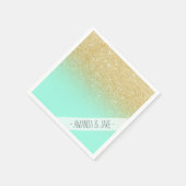 Serviette En Papier Bloc doré foncé turquoise moderne (Coin)