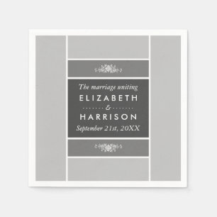 Serviette En Papier Bloc Pastel moderne - Gris Siver - Mariage