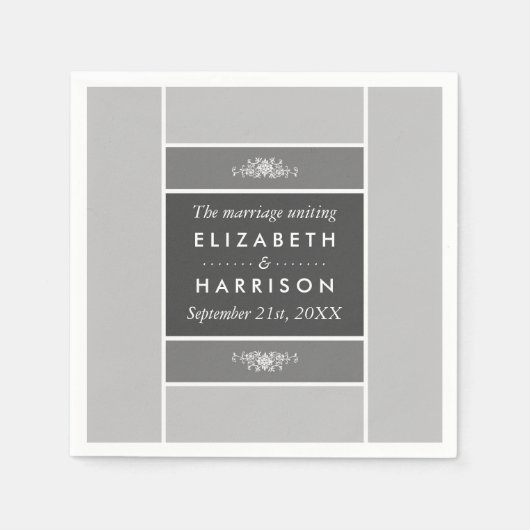 Serviette En Papier Bloc Pastel moderne - Gris Siver - Mariage (Devant)