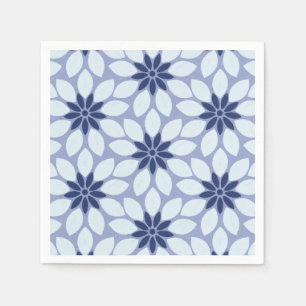 Serviette En Papier Blocage Imprimer Carrelage Fleurs bleues