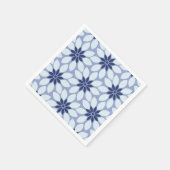 Serviette En Papier Blocage Imprimer Carrelage Fleurs bleues (Coin)