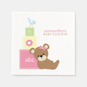 Serviette En Papier Blocs de jouets mignons à l'ours et à l'alphabet