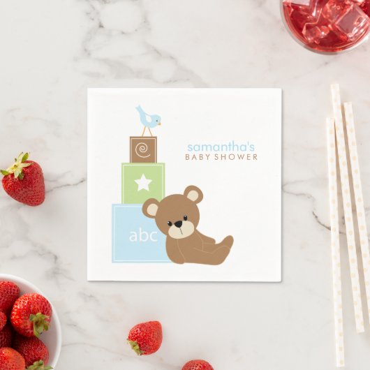 Serviette En Papier Blocs de jouets mignons à l'ours et à l'alphabet (En situation)