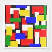 Serviette En Papier Blocs rouge, jaune, noir, bleu et vert (Devant)