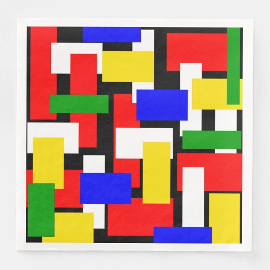 Serviette En Papier Blocs rouge, jaune, noir, bleu et vert (Devant)